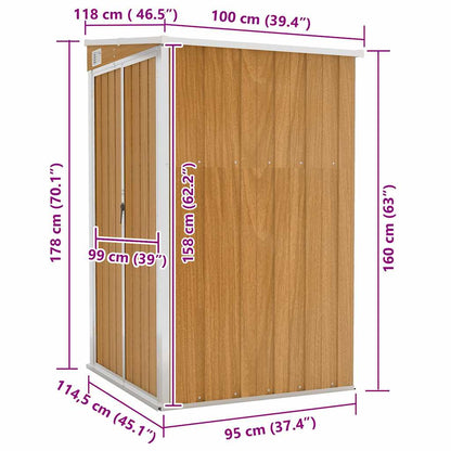 Capanno Giardino a Parete Marrone 118x100x178cm Acciaio Zincato | homemem39