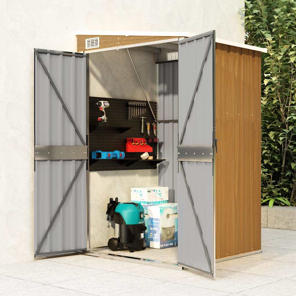 Capanno Giardino a Parete Marrone 118x100x178cm Acciaio Zincato | homemem39