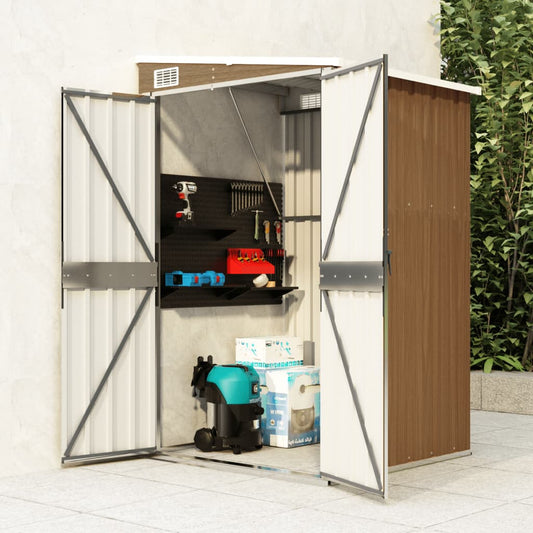 Brown Wall Garden Shed 118x100x178cm Galvanized Steel