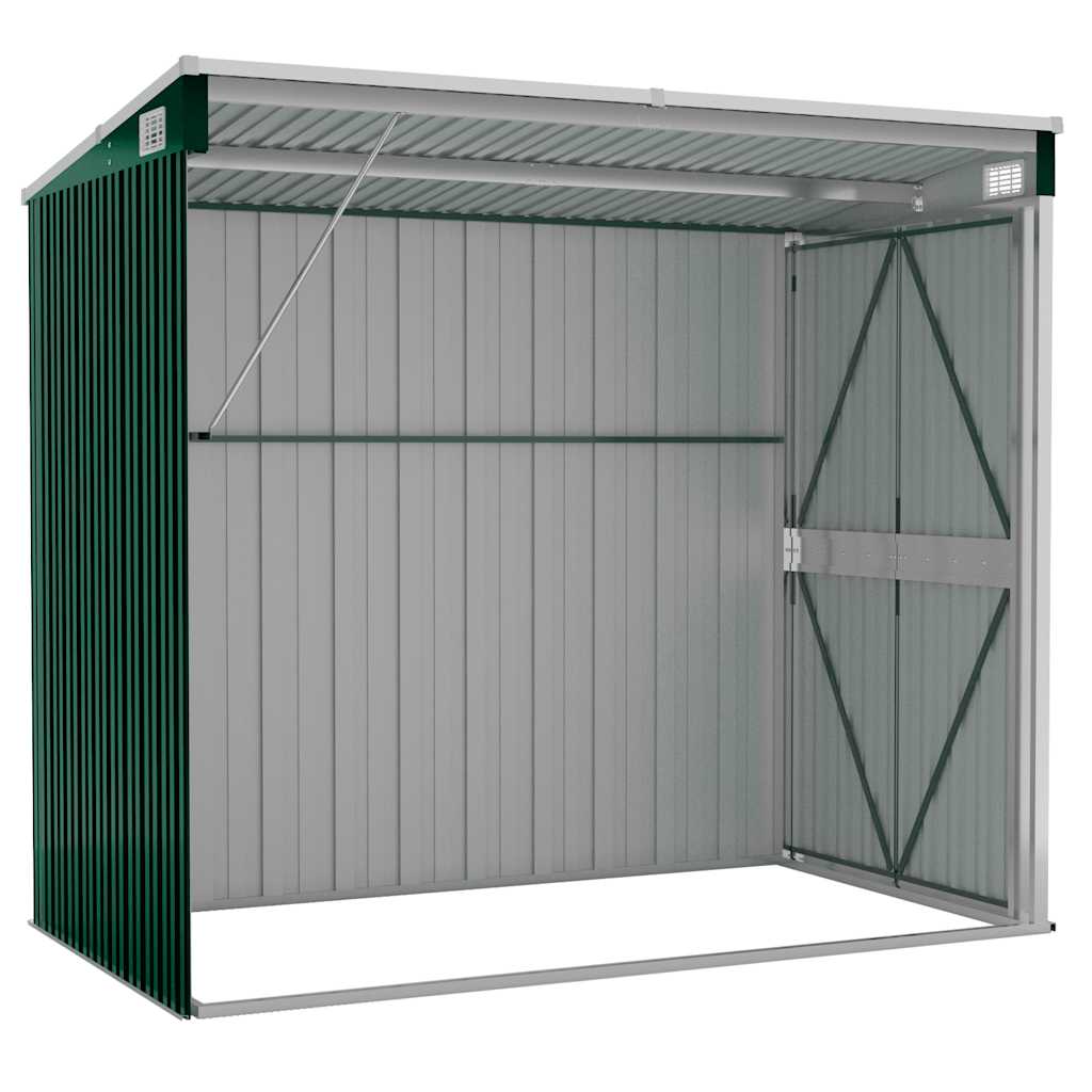 Capanno Giardino a Parete Verde 118x194x178 cm Acciaio Zincato | homemem39