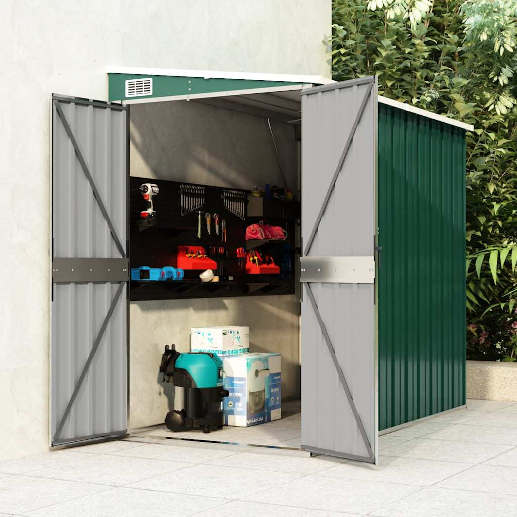 Capanno Giardino a Parete Verde 118x194x178 cm Acciaio Zincato | homemem39