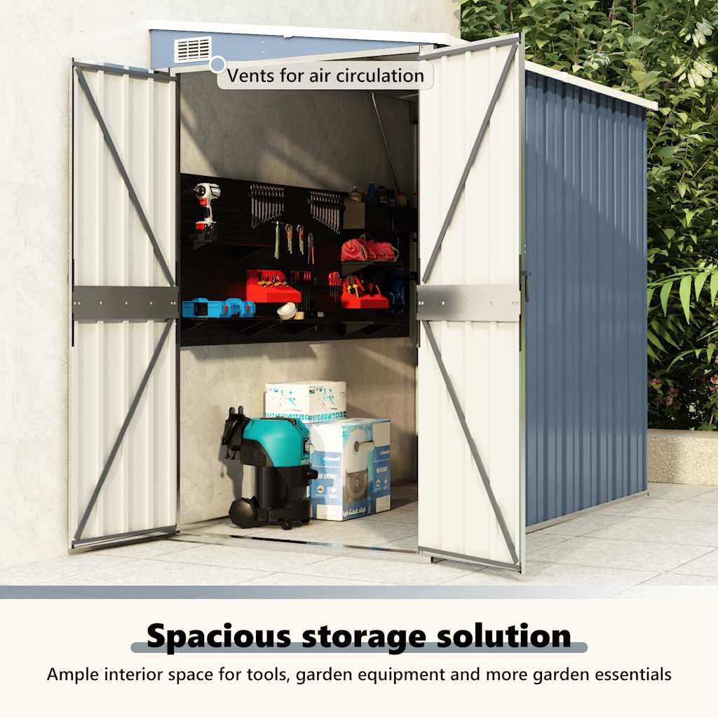 Capanno Giardino a Parete Grigio 118x194x178 cm Acciaio Zincato - homemem39