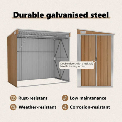Capanno Giardino a Parete Marrone 118x194x178cm Acciaio Zincato - homemem39