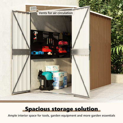 Capanno Giardino a Parete Marrone 118x194x178cm Acciaio Zincato - homemem39