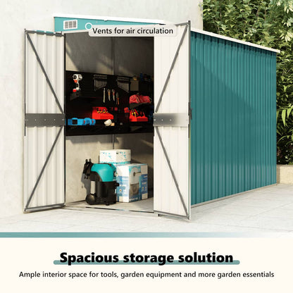 Capanno Giardino a Parete Verde 118x288x178 cm Acciaio Zincato - homemem39