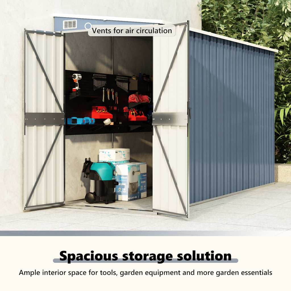 Capanno Giardino a Parete Grigio 118x288x178 cm Acciaio Zincato - homemem39