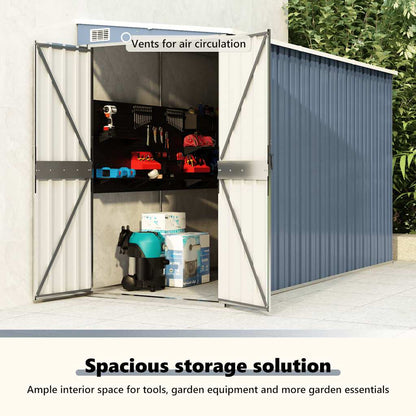Capanno Giardino a Parete Grigio 118x288x178 cm Acciaio Zincato - homemem39