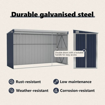 Capanno da Giardino a Parete Antracite 118x288x178 cm Acciaio - homemem39