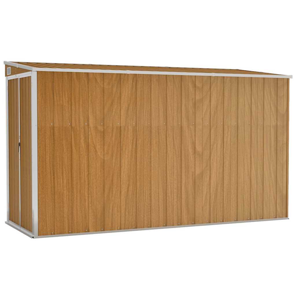 Casetta da giardino a muro marrone 118x288x178 cm