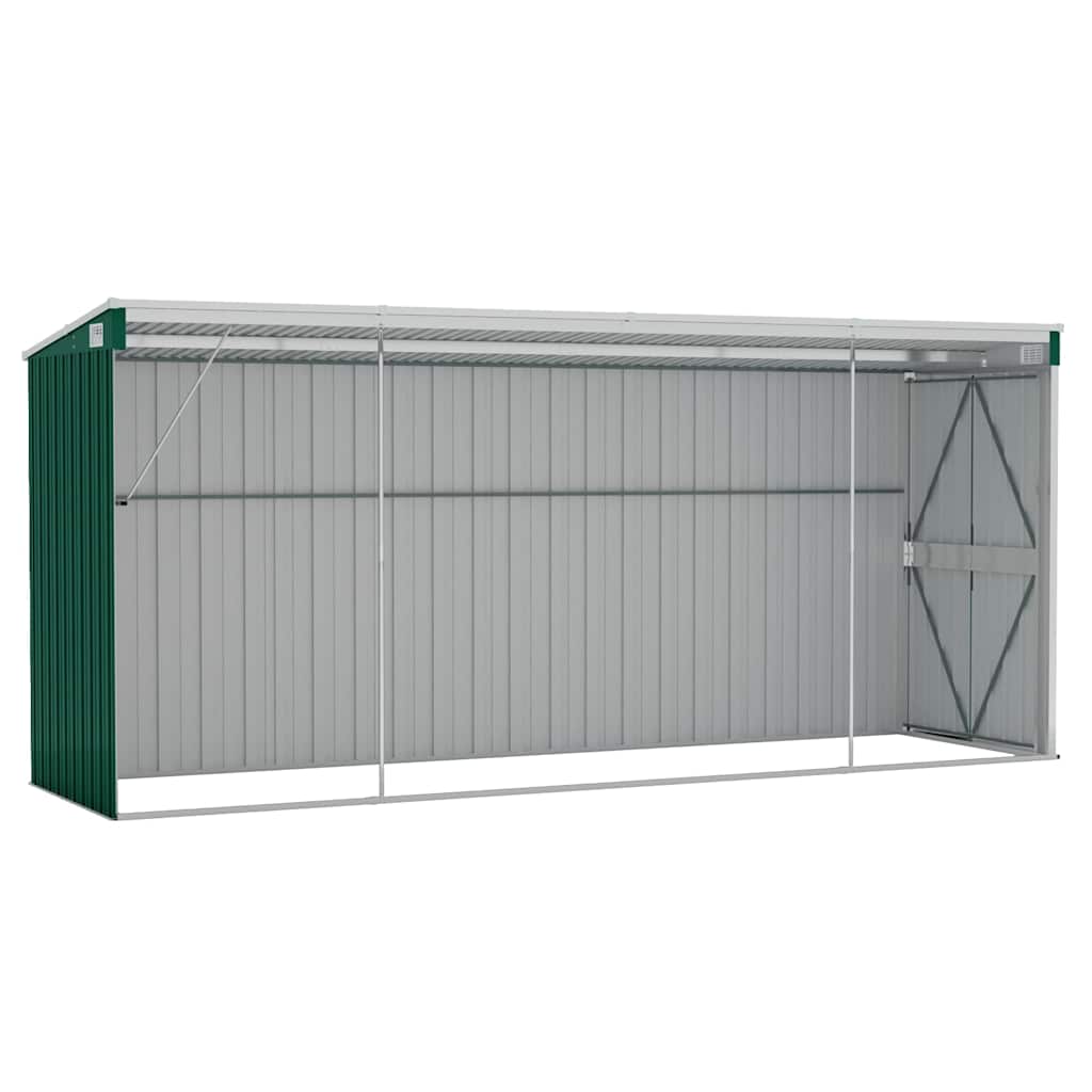 Capanno Giardino a Parete Verde 118x382x178 cm Acciaio Zincato | homemem39