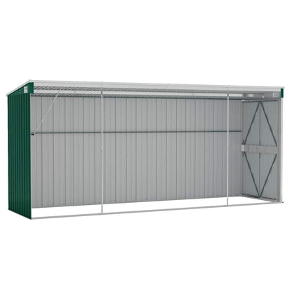 Capanno Giardino a Parete Verde 118x382x178 cm Acciaio Zincato | homemem39