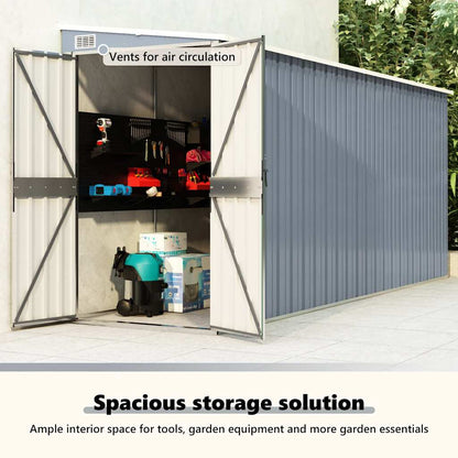Capanno Giardino a Parete Grigio 118x382x178 cm Acciaio Zincato - homemem39