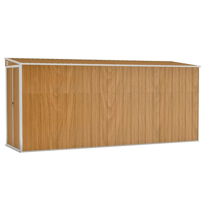 Casetta da giardino a muro marrone 118x382x178 cm
