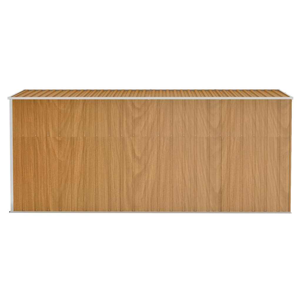Casetta da giardino a muro marrone 118x382x178 cm