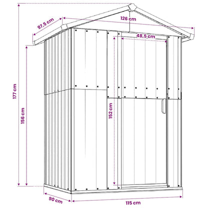 Capanno da Giardino Verde 126x97,5x177 cm Acciaio Zincato | homemem39