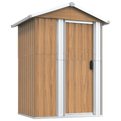 Casetta da giardino marrone 126x97,5x177 cm in acciaio zincato | homemem39