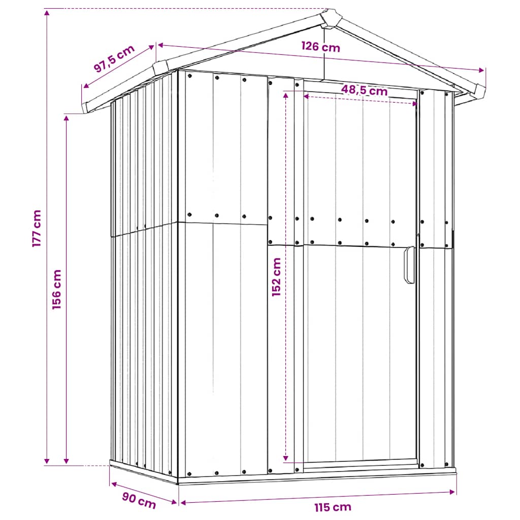 Casetta da giardino marrone 126x97,5x177 cm in acciaio zincato | homemem39