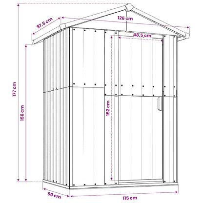 Casetta da giardino marrone 126x97,5x177 cm in acciaio zincato | homemem39