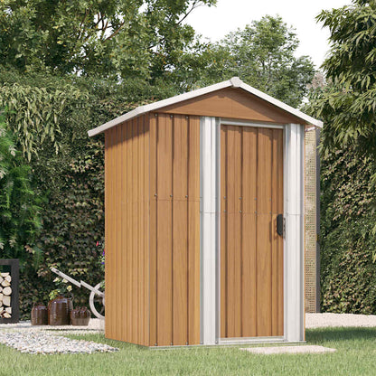 Casetta da giardino marrone 126x97,5x177 cm in acciaio zincato | homemem39