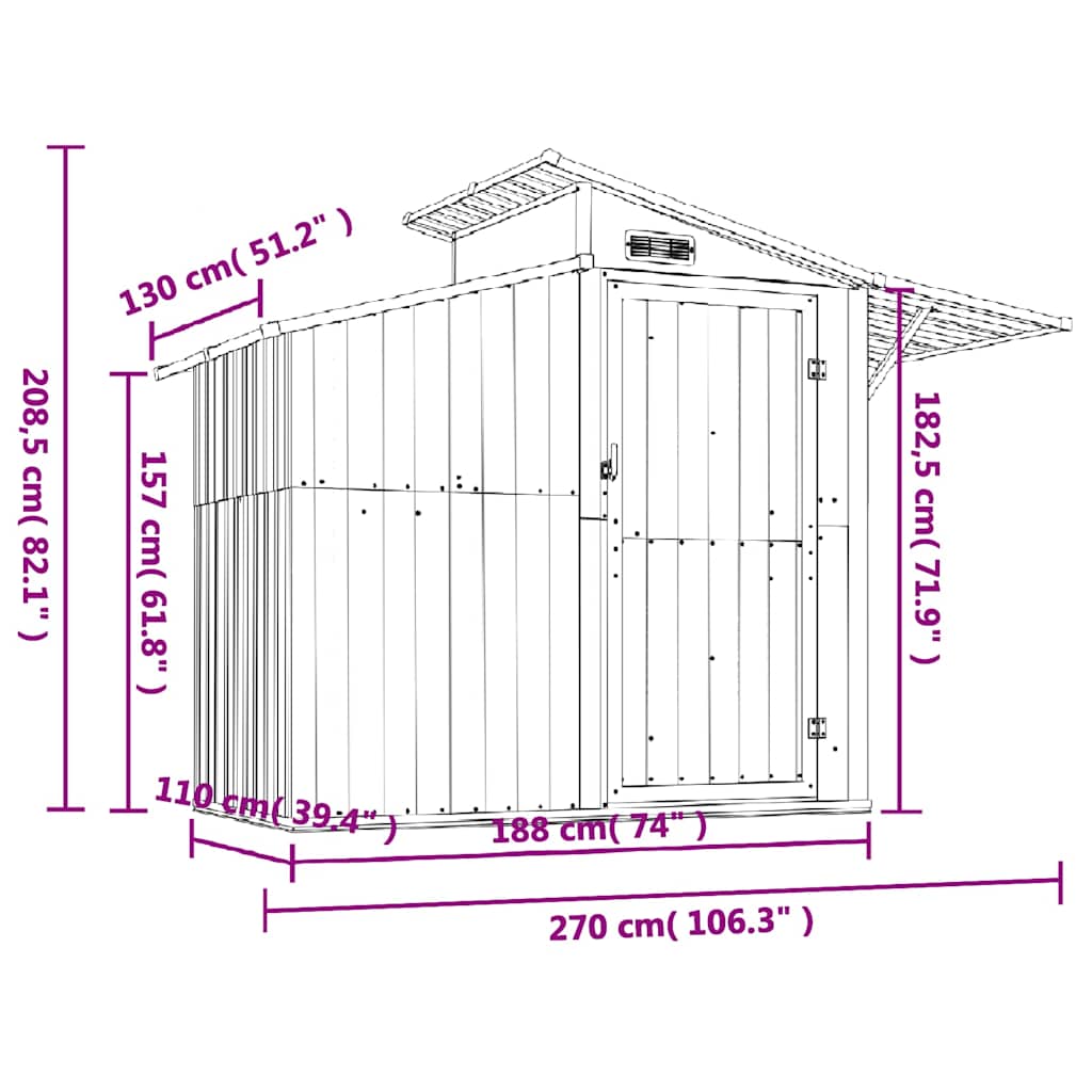 Capanno da Giardino Verde 207x130x208,5 cm Acciaio Zincato | homemem39