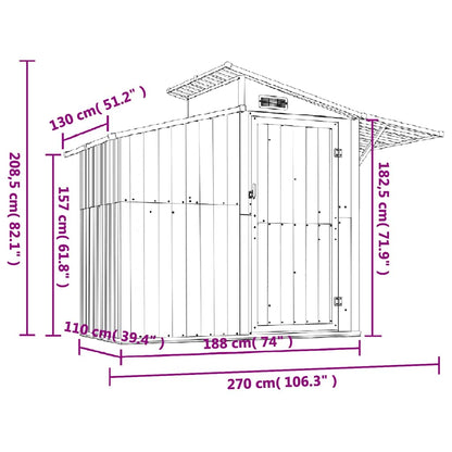 Capanno da Giardino Verde 207x130x208,5 cm Acciaio Zincato | homemem39