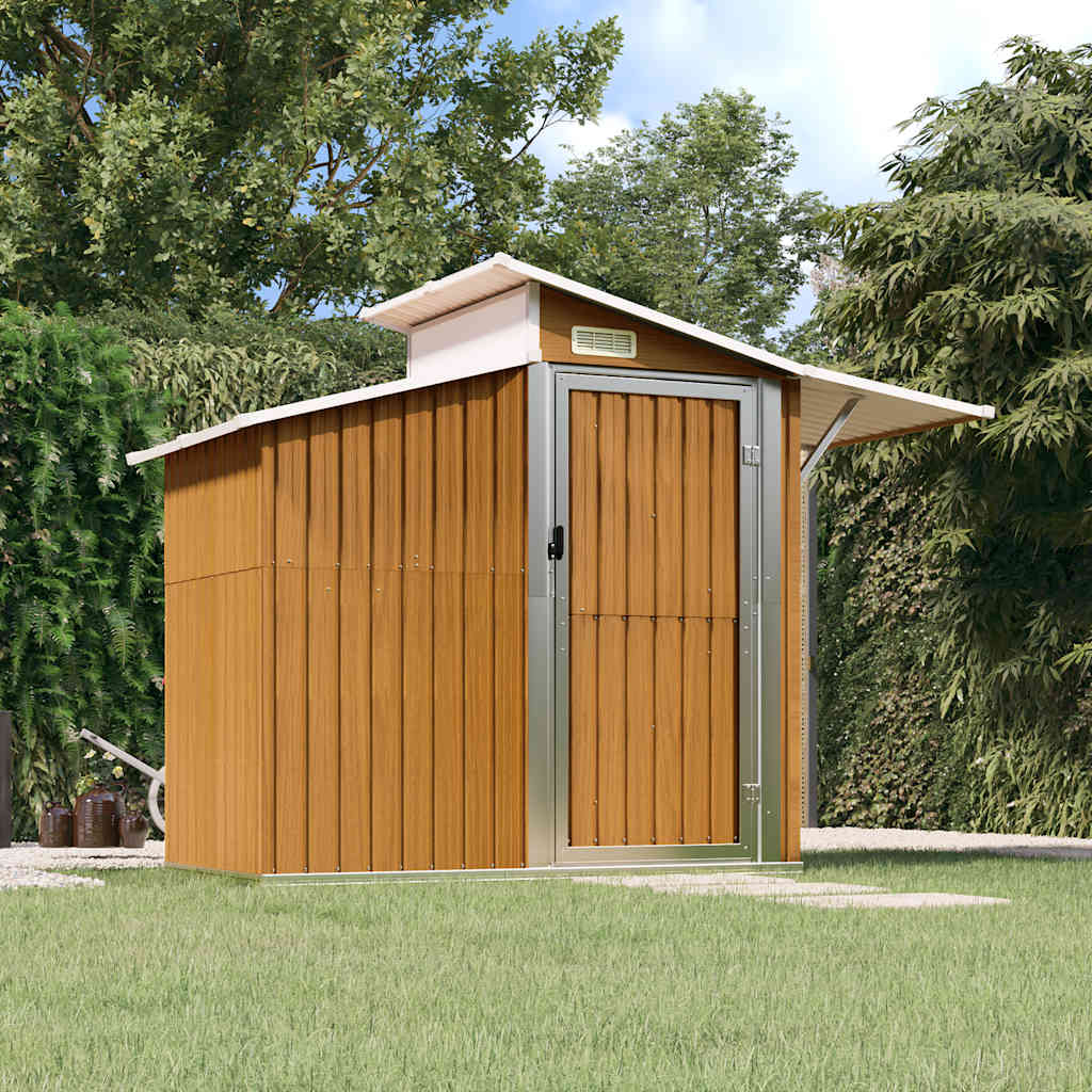 Capanno da Giardino Marrone 270x130x208,5 cm Acciaio Zincato | homemem39
