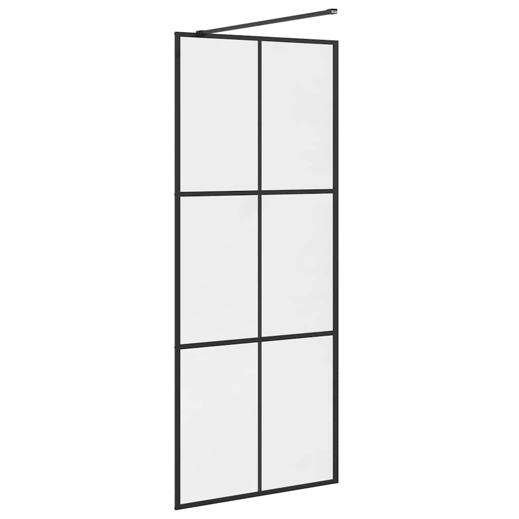 Parete Doccia Walk-in in Vetro Trasparente ESG Nera 80x195 cm | homemem39