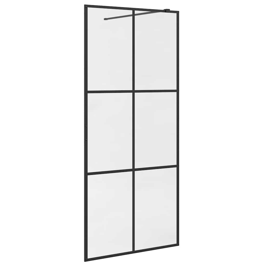 Parete per Doccia Walk-in Vetro Trasparente ESG 90x195 cm Nera - homemem39
