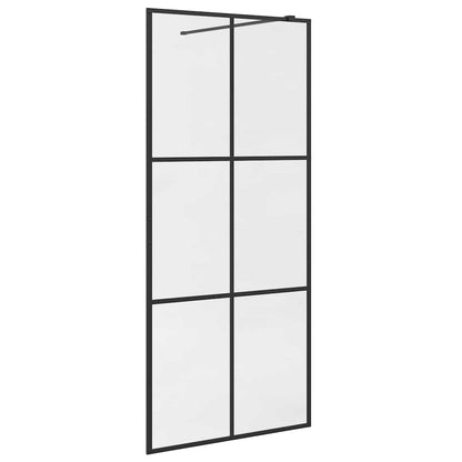 Parete per Doccia Walk-in Vetro Trasparente ESG 90x195 cm Nera - homemem39