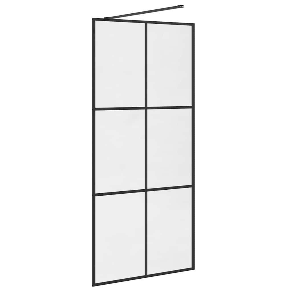 Parete per Doccia Walk-in Vetro Trasparente ESG 90x195 cm Nera - homemem39