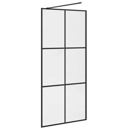 Parete per Doccia Walk-in Vetro Trasparente ESG 90x195 cm Nera - homemem39