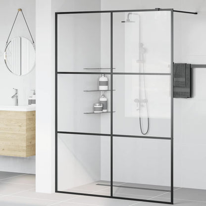 Parete per Doccia Walk-in Vetro Trasparente ESG 140x195cm Nera | homemem39
