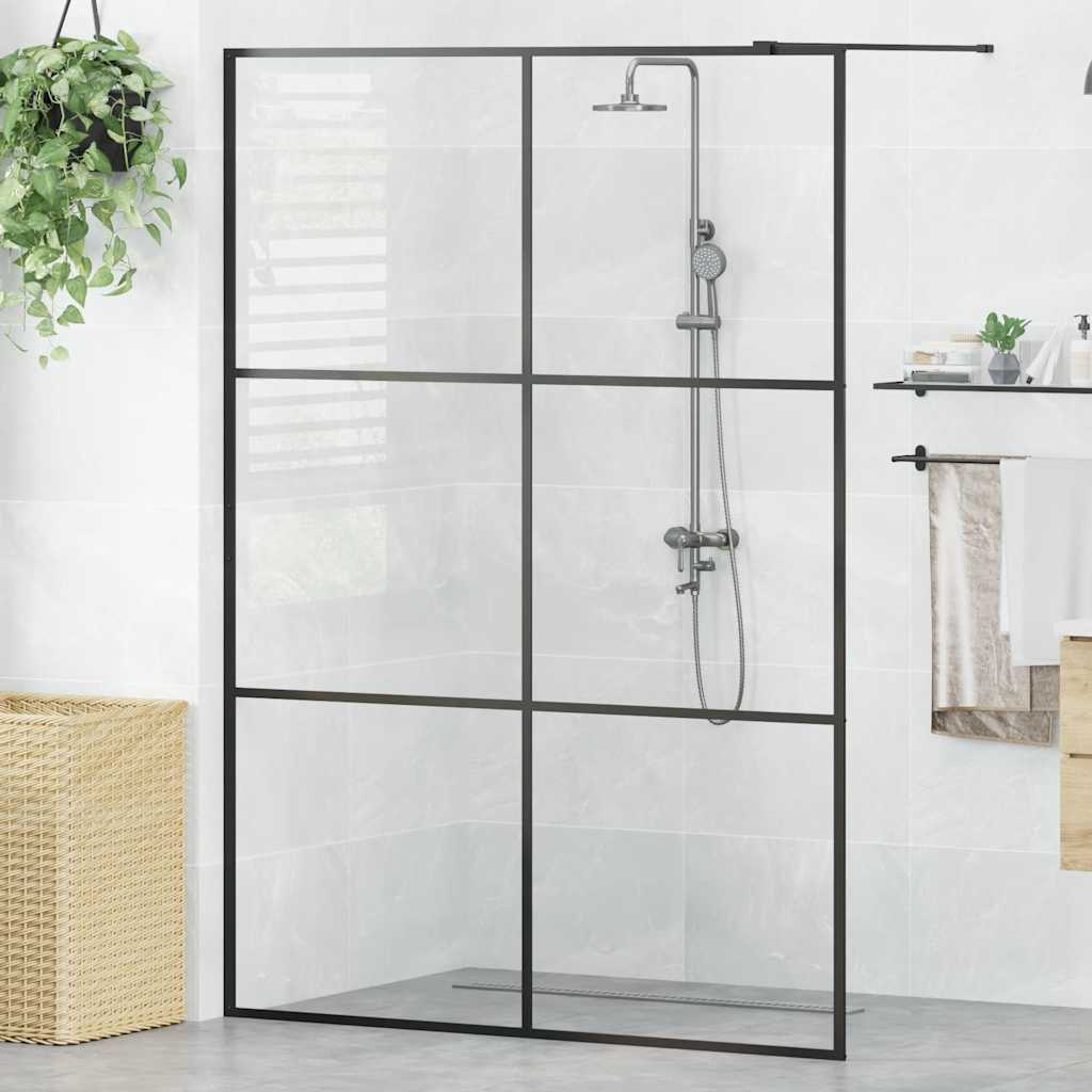 Parete per Doccia Walk-in Vetro Trasparente ESG 140x195cm Nera | homemem39