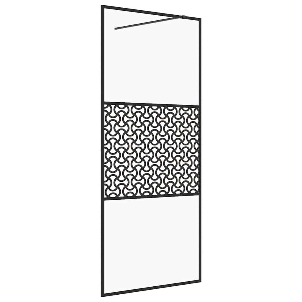 Parete per Doccia Walk-in Vetro Trasparente ESG 80x195 cm Nera | homemem39