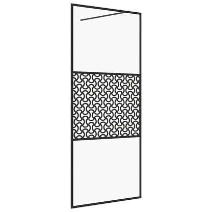 Parete per Doccia Walk-in Vetro Trasparente ESG 80x195 cm Nera | homemem39