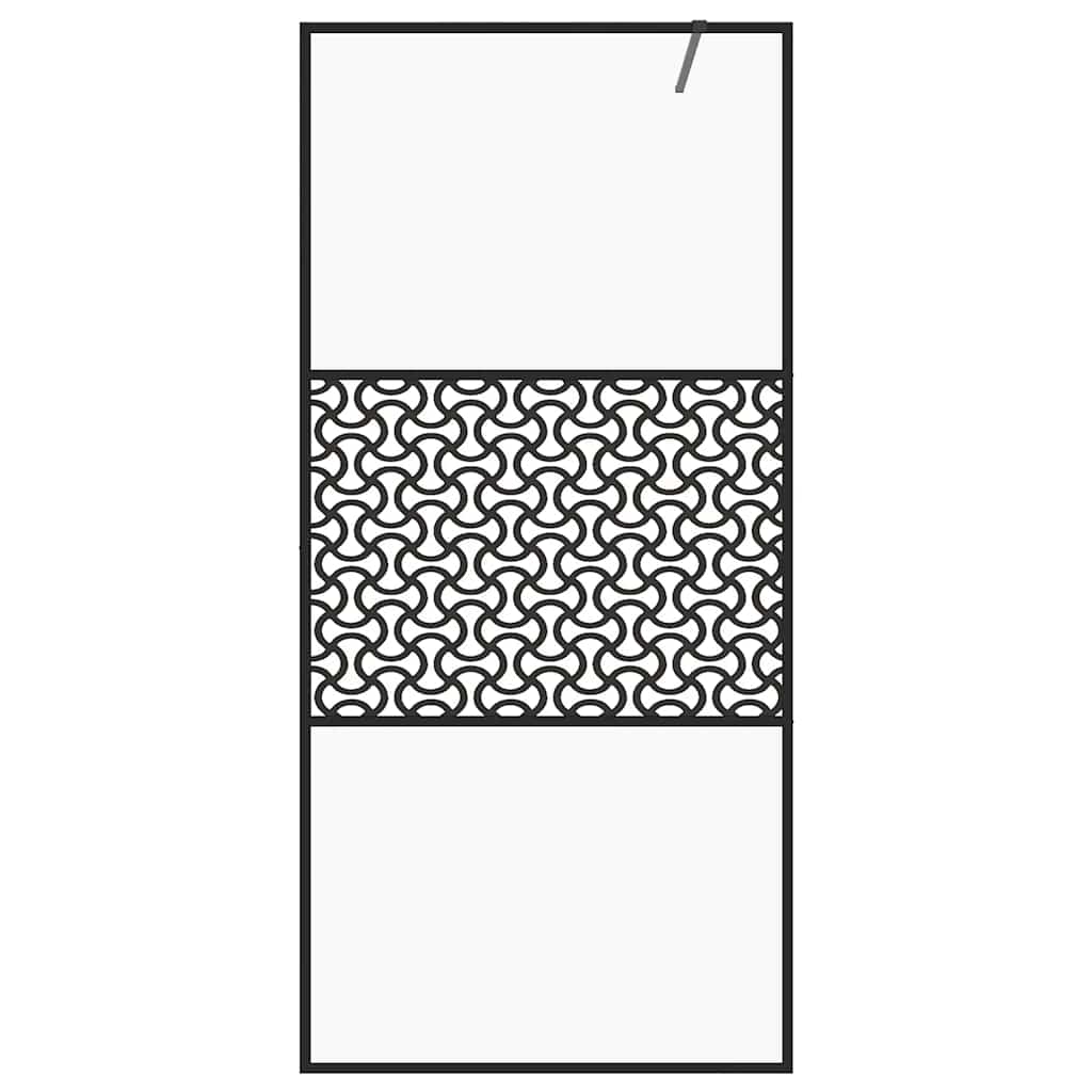 Parete per Doccia Walk-in Vetro Trasparente ESG 80x195 cm Nera