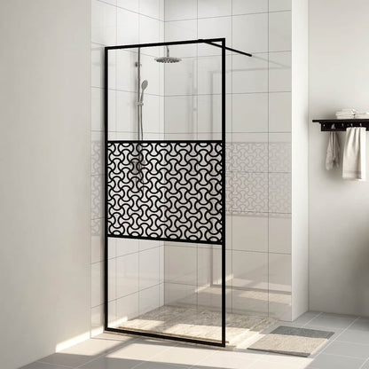 Parete per Doccia Walk-in Vetro Trasparente ESG 80x195 cm Nera | homemem39
