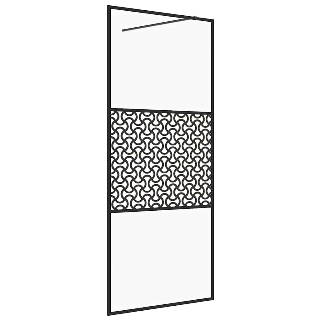 Parete per Doccia Walk-in Vetro Trasparente ESG 90x195 cm Nera | homemem39