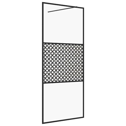 Parete per Doccia Walk-in Vetro Trasparente ESG 90x195 cm Nera | homemem39