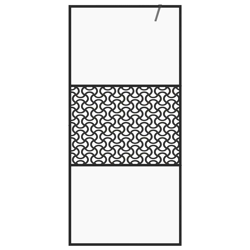 Parete per Doccia Walk-in Vetro Trasparente ESG 90x195 cm Nera | homemem39