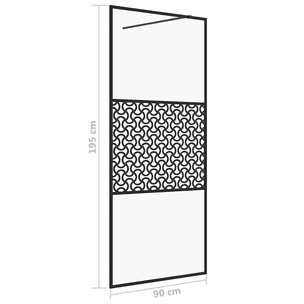 Parete per Doccia Walk-in Vetro Trasparente ESG 90x195 cm Nera | homemem39