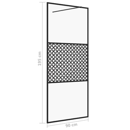 Parete per Doccia Walk-in Vetro Trasparente ESG 90x195 cm Nera | homemem39