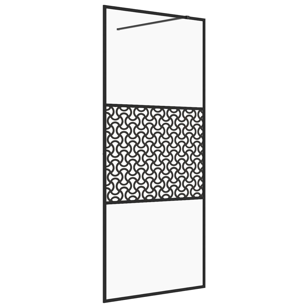 Parete per Doccia Walk-in Vetro Trasparente ESG 100x195cm Nera