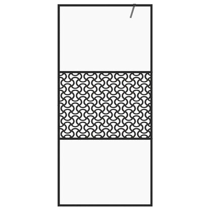 Parete per Doccia Walk-in Vetro Trasparente ESG 115x195cm Nera
