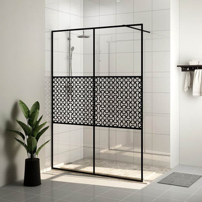 Parete per Doccia Walk-in Vetro Trasparente ESG 140x195cm Nera