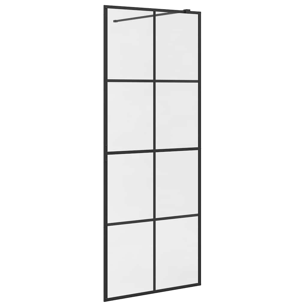 Parete per Doccia Walk-in Vetro Trasparente ESG 80x195 cm Nera | homemem39