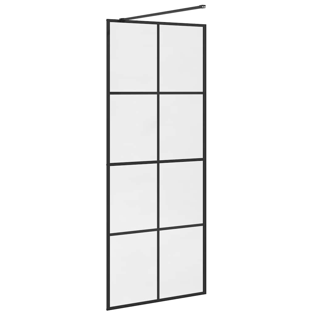 Parete per Doccia Walk-in Vetro Trasparente ESG 80x195 cm Nera - homemem39