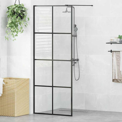 Parete per Doccia Walk-in Vetro Trasparente ESG 80x195 cm Nera - homemem39
