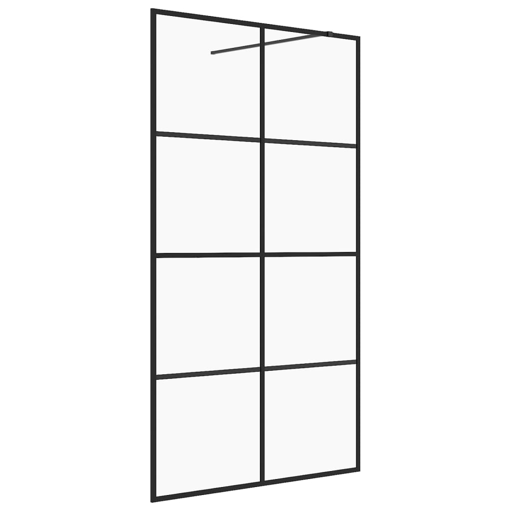 Parete per Doccia Walk-in Vetro Trasparente ESG 90x195 cm Nera - homemem39