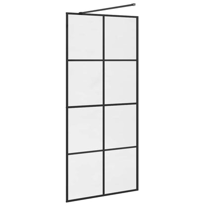 Parete per Doccia Walk-in Vetro Trasparente ESG 90x195 cm Nera - homemem39